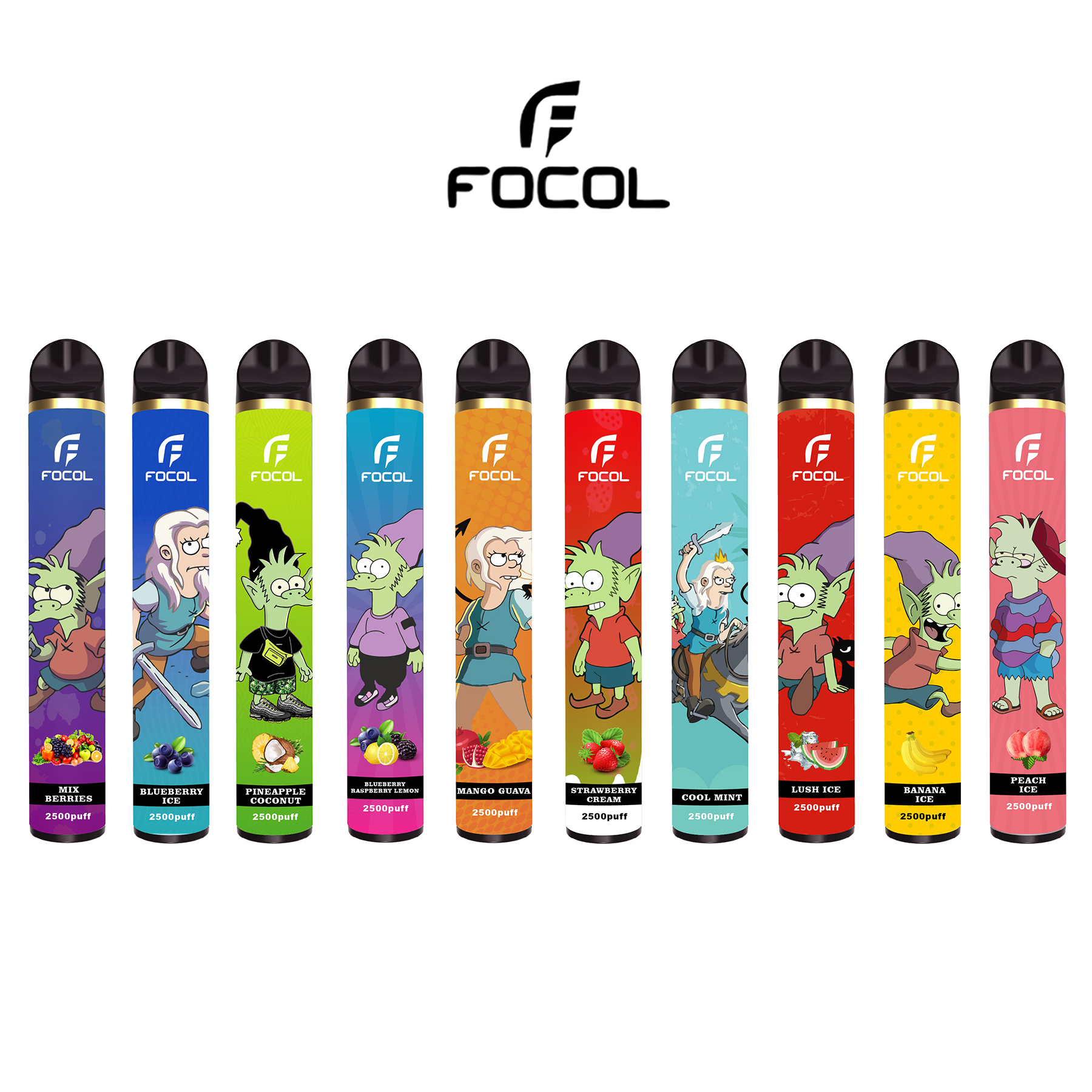FOCOL Fruity Flavored Disposable Vapes 2500 Puffs