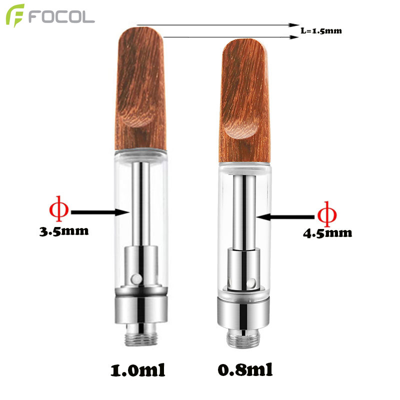 Wood Mouthpiece Cartridge 1ml THCO Oil Carts 510